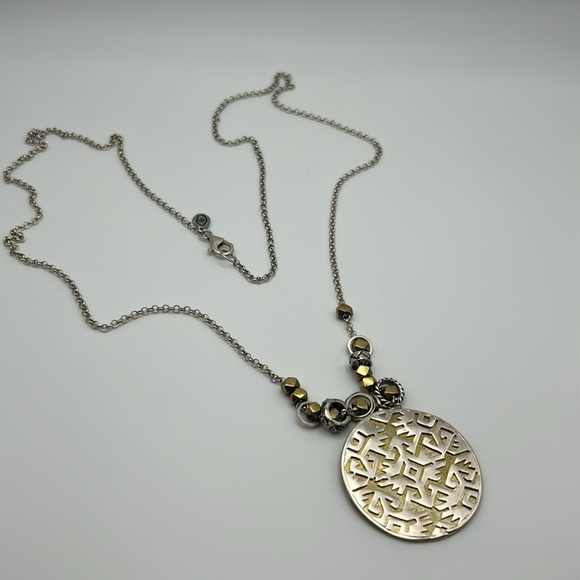 Silpada Sterling Silver and Brass Reversable Sundial Aztec Necklace - N3100 - Picture 5 of 6